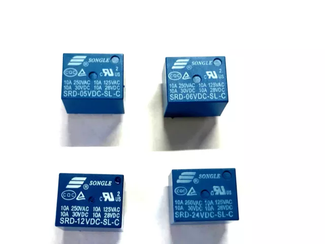 Mini Power Relays 3V 5V 6V  9V 12V 24V 48V DC Coils - 10A SPCO/SPDT Contacts