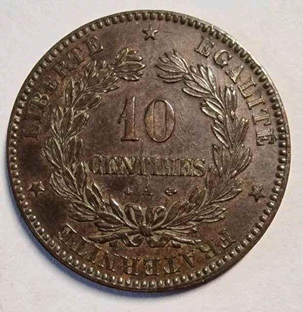 Frankreich Münze Bronze 10 Centimes 1871 A KM 798 SS
