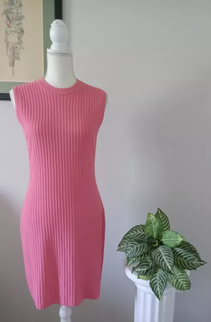 ST. JOHN Collection Pink Ribbed santana Knit Short dress 4