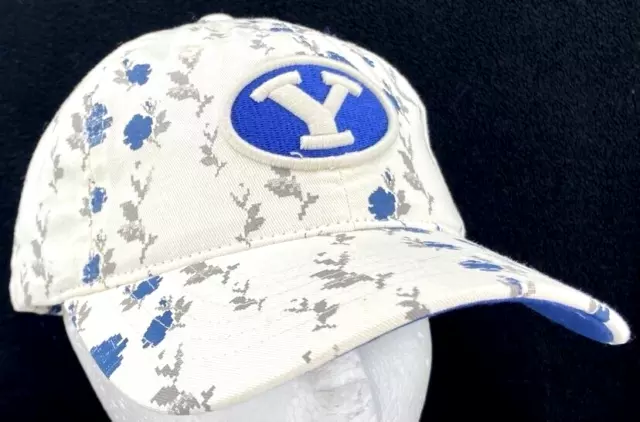 NEW BYU Cougars Zephyr Digi Floral Adjustable Slouch Baseball Cap Hat White OS