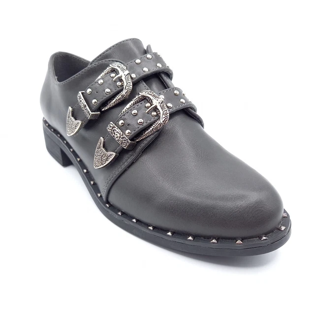 DERBIES BOUCLES CHAUSSURES Femme 36 37 38 39 Noir Gris Argent