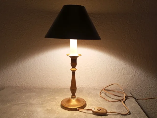 Vintage Designer Tisch-Lampe handgefertigt mit antiker Bronze Kerzenhalter Figur