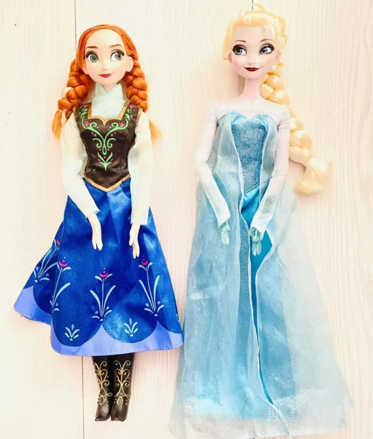 16” Elsa & Anna Frozen Dolls Singing Lights Tall Large Great Condition  Shoes