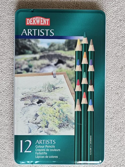 Derwent Artists Colour Pencils 12 Tin - opened/unused.