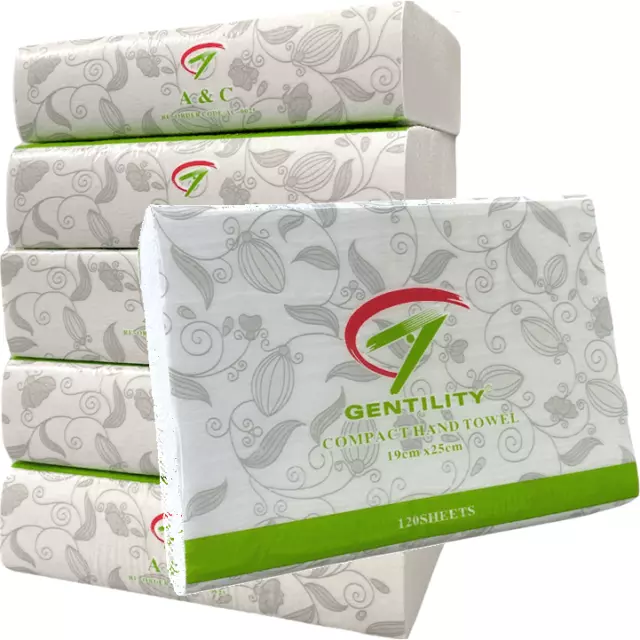 NEW AC Gentility Compact Hand Towels TAD 19x25cm 1ply 120 Sheets x 20 Packs/CTN