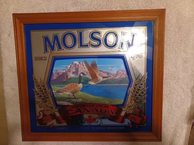 Vintage Larger Size Molson Canadian Beer Glass Mirror