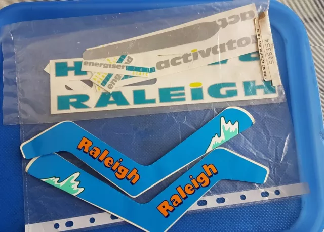 Raleigh Vintage Bicycle Stickers: 2 x Types: Activator/Energiser & Blue Zig Zag