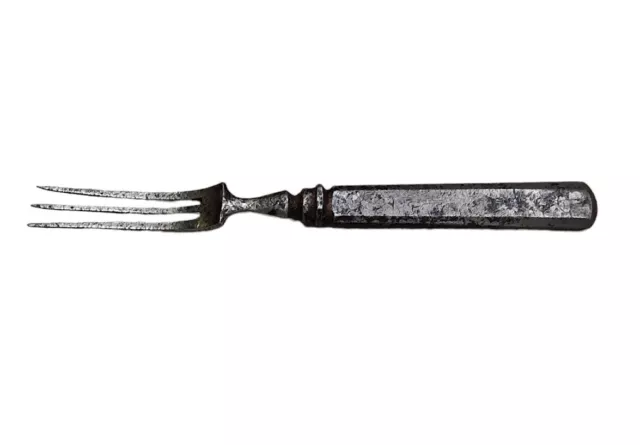 Rare old wrought iron fork with 18th century pattern.