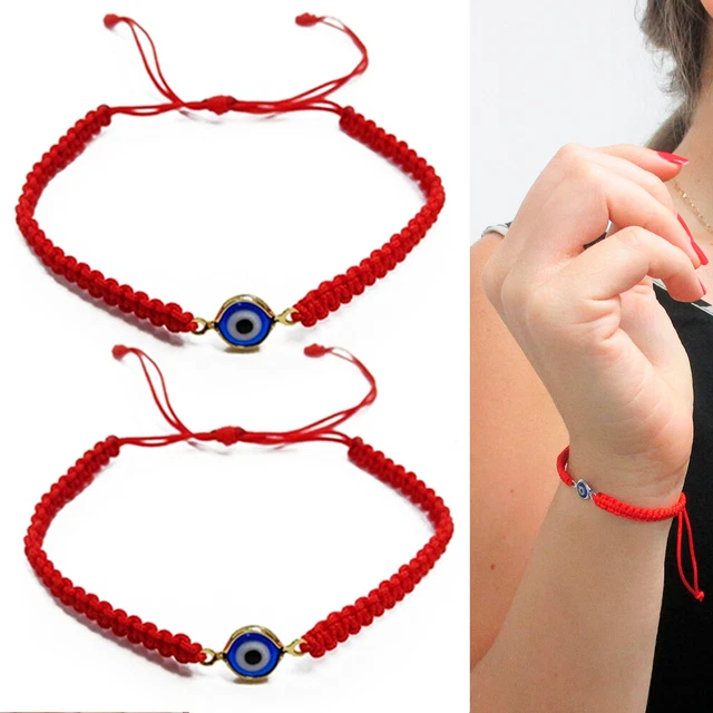 BRACELET FIL ROUGE 7 noeuds Kabbale cordon réglable Bijoux Porte Bonheur Chance EUR 7,99 - FR