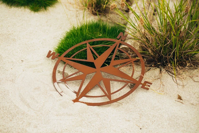 KOMPASS, ROST DESIGN, D 52 cm, maritime Gartendeko Rost, Metalldeko
