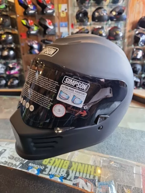 Simpson Speed Full Face Matt Black Motorcycle Helmet FREE BLACK VISOR LARGE