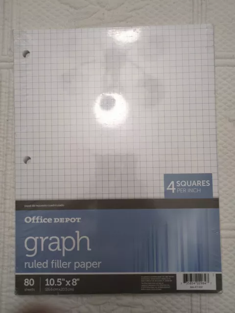 Office Depot Quadrille-Ruled Notebook Filler Paper, 8 x 10.5 - 80 sheets