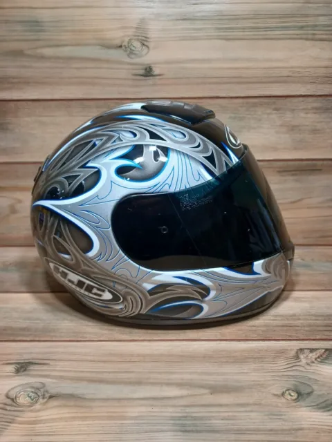 HJC Paradox CS-R1 Motorcycle Helmet Black/Blue/Silver Dark Shield Sz Small
