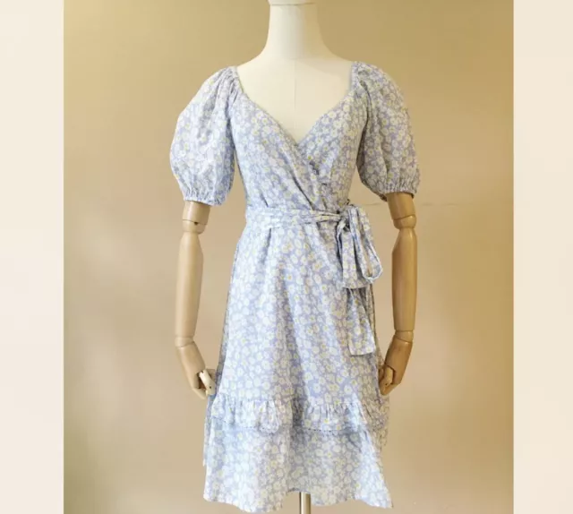 NEW in loom daisy floral mini dress cottage romantic babydoll Spring blue M 8 NEW in loom daisy floral mini dress cottage romantic babydoll Spring blue M 8