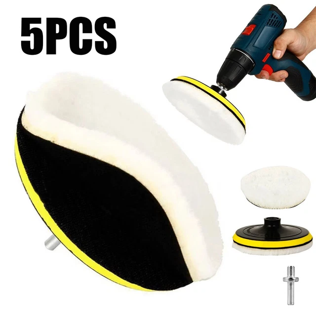 5PCS 6" Buffing Polishing Pads Wool Wheel Mop Set For Car Polisher Drill Adatper