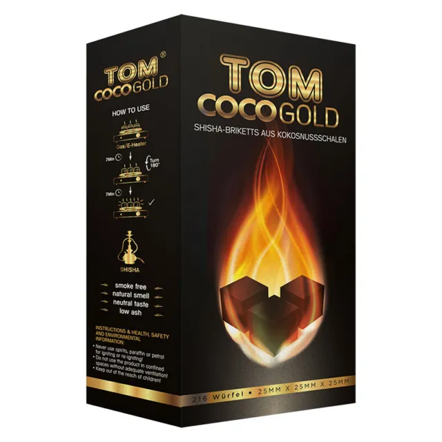 TOM COCO Gold 3kg Shisha Kohle - Naturkohle Kokoskohle