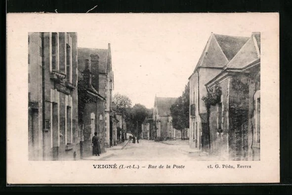 CPA Veigné, Rue de la Poste 1923