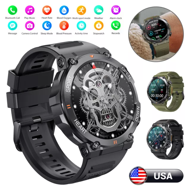 Military Smart Watch Military Fitness Tracker Heart Rate Sleep Monitor Pedometer