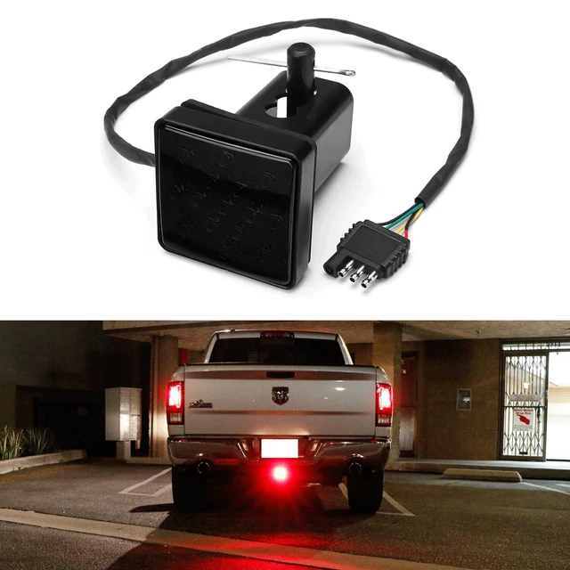 Smoked Lens 15-LED Brake Light Trailer Hitch Cover Fit Towing & Hauling 2" In #1