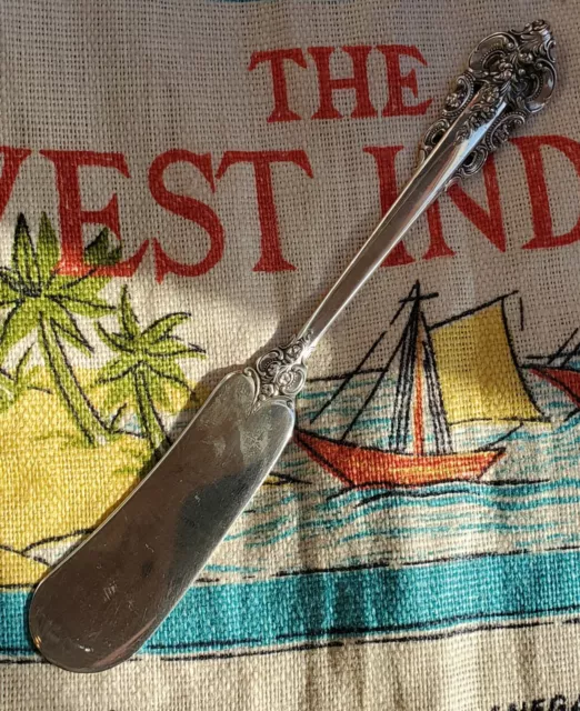 Estate Sterling Wallace Grande Baroque Solid Flat Handle Butter Spreader-6 3/8"