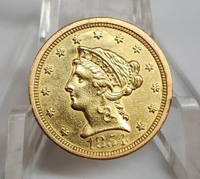 1854-O Quarter Eagle, $2.5 Gold Liberty, Scarce Key Date!