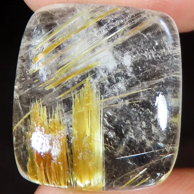 Natural Golden Needle in Rutule Quartz 24.90 CT 18x20x6 mm Cushion Cab Gemstone 2