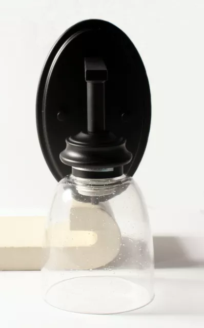 Jinzo Indoor Wall Sconce Single Farmhouse Decor Black With Seeded Glass