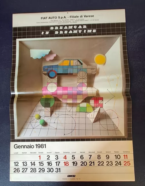 Calendario da Officina FIAT RARO 1981, con busta originale