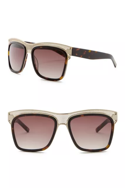 Elie Tahari 57mm Perforated Square Sunglasses, Lens color: Brown gradient, NWT