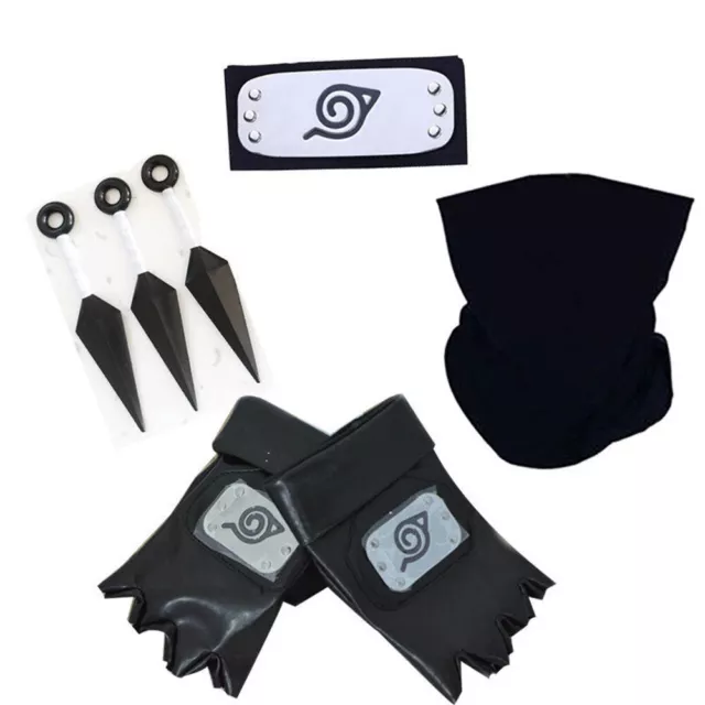 Naruto Hatake Kakashi Weapon Mask Headband & Gloves Ninja Cosplay Accessory Prop