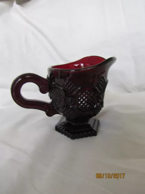 Estate Vintage Avon Cape Cod Ruby Red Glass Creamer w/Handle 4" Footed