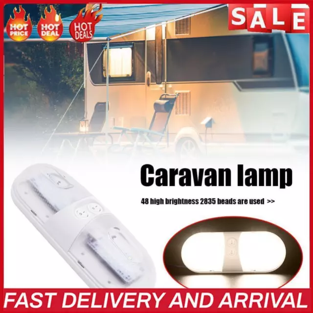 12V 48 LED RV Boat Ceiling Light Warm White with 2 Switch Indoor Dome Lamp