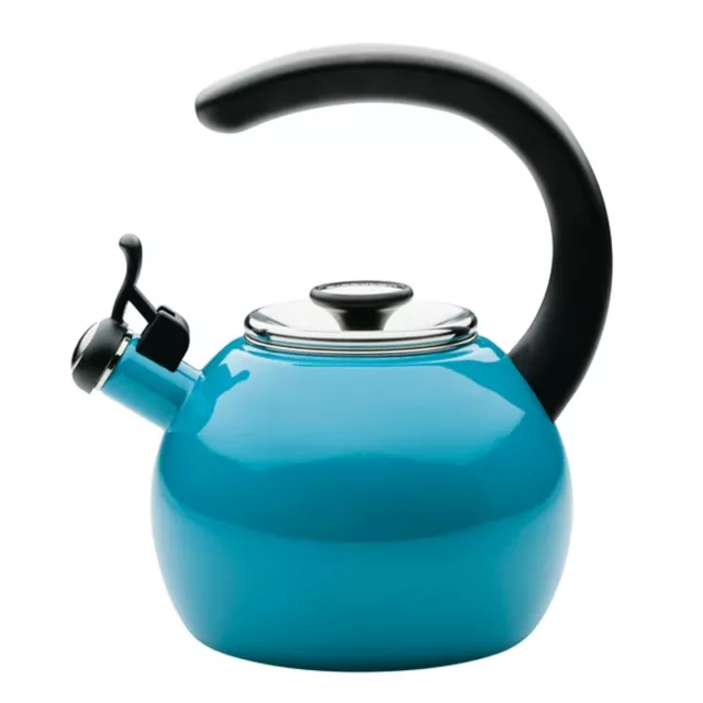 Enamel Steel Whistling Tea Kettle  Hot Water Kettle Gas stovetop Induction 2qt