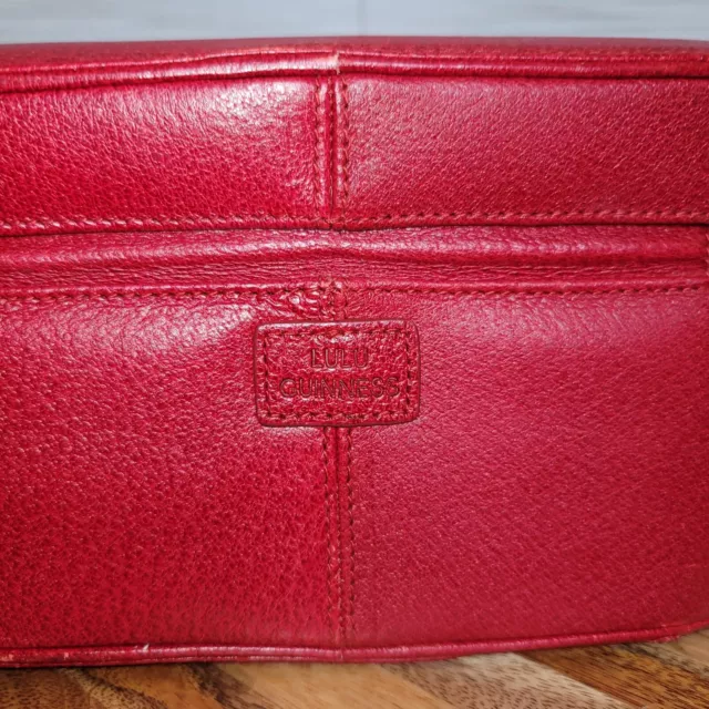 LULU GUINESS TOP Handle Vanity Case Hatbox Red Leather Attache Rare ...
