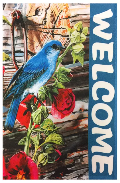 NEW Blue Bird Welcome Garden Flag 12"X18" Spring Decorative Flag Designer Flag