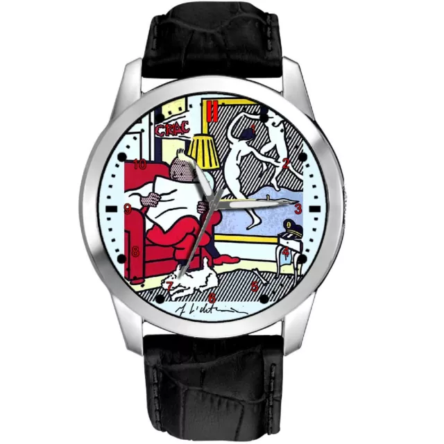 Collectible Roy Lichtenstein Tintin Pop Comic Art Solid Brass Wrist Watch. Rare