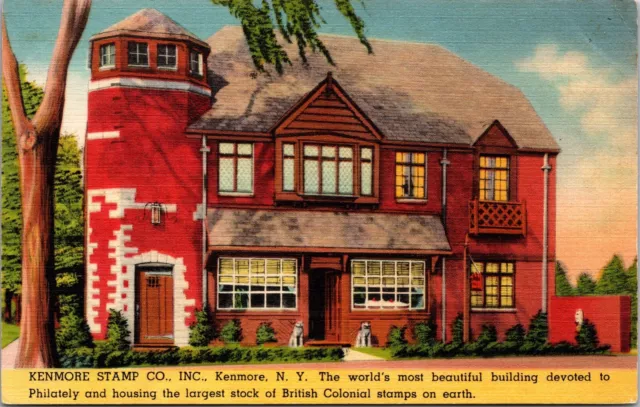 KENMORE STAMP COMPANY NEW YORK BRITISH COLONIAL STAMPS AD POSTCARD (c. 1940s)