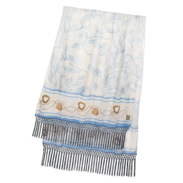 GORGEOUS-Disney Titanic 25th Anniversary Floral Scarf Fringe Hem Tribute To Rose