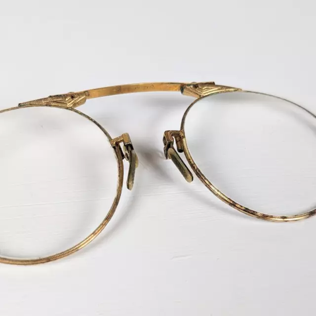 Antique Vintage AO American Optical 12k GF Pince Nez Eyeglasses *READ 2