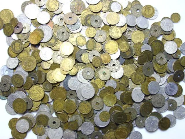 Konvolut Kiloware Münzen Frankreich 1917-1945 Centimes Franc LOT 1 KILOGRAMM Kg