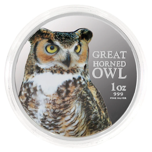 Birds of Prey - Great Horned Owl 1oz  Silver Proof Coin 2013 Niue