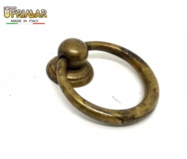 Maniglia Classica Per Mobili Antichi Ad Anello D.23 Ottone Antico Utensil Legno