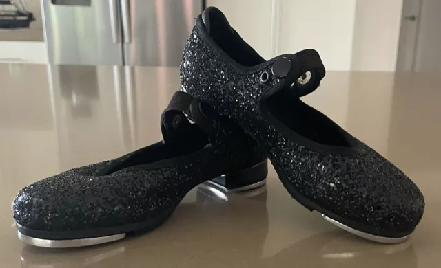 BLOCH Tap Shoes Black Glitter Size 11M Dance Jazz Super Cute
