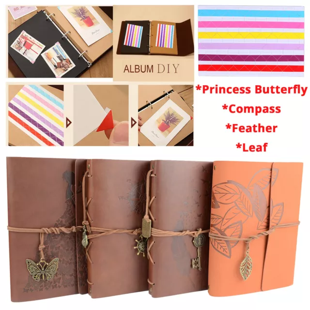 Retro Photo Album DIY Vintage Leather Memory Scrapbook Aniversary Birthday Gift