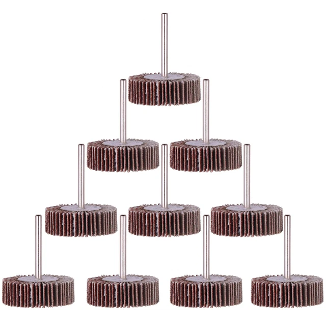 10 Pack Flap Wheel, 120 Grit for Rotary Tools，1/8 Inch Shank (32X10X3)