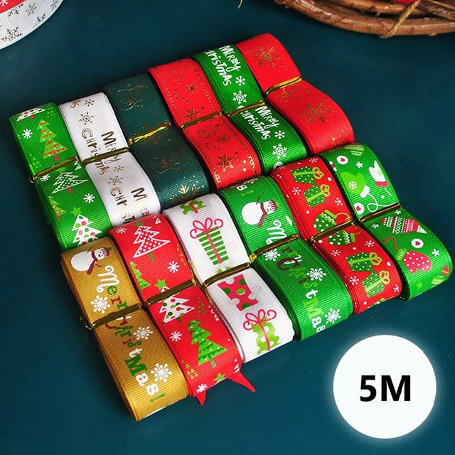 Christmas Ribbon Printed Grosgrain Ribbon for Gift Wrapping Decoration Hair Bow=