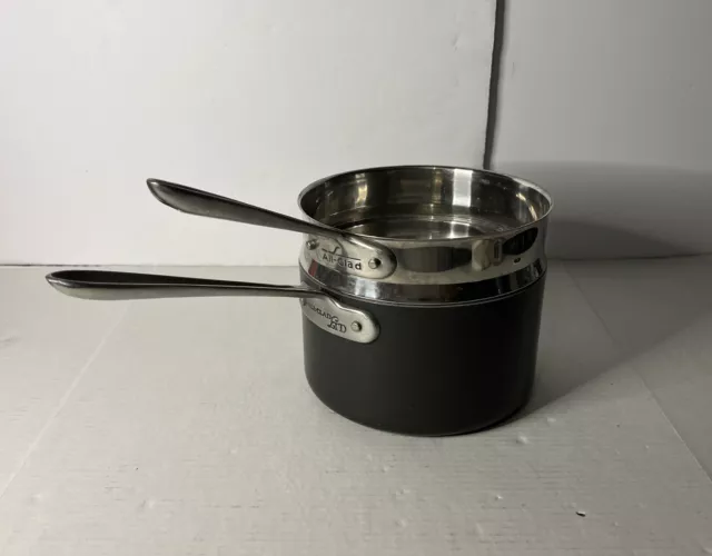 Vintage All-Clad 4 qt LTD stock pot w/Helper Handle with Steamer Insert *No Lid*