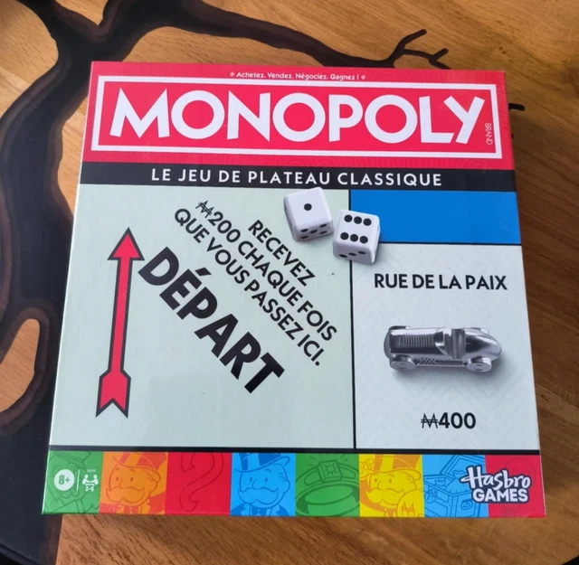 Monopoly – Version Française – Boîte De Rangement – Pions Grand Format – Jeu De Plateau Classique Pour 2 à 6 Joueurs