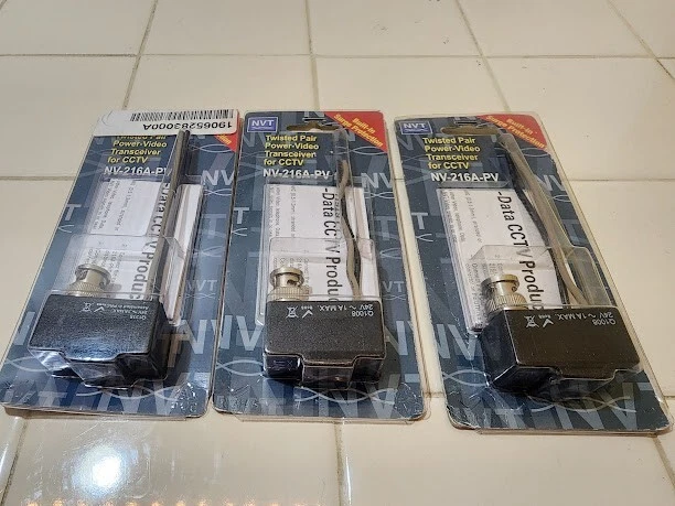 Lot of 3 NVT NV-216A-PV Twisted Pair Passive Power-Video Transceiver for CCTV