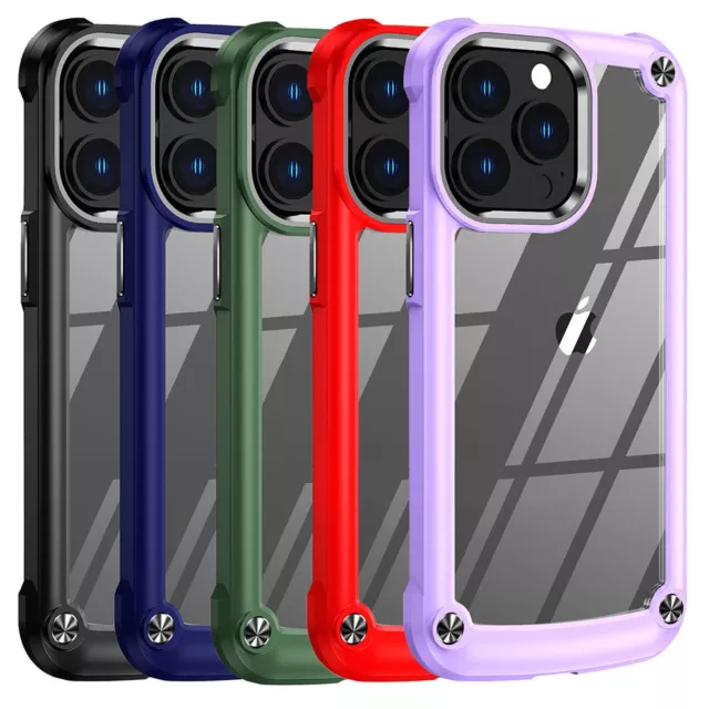 For iPhone 11 12 13 14 15 Clear Hard Back Case Soft TPU Bumper Shockproof Cover